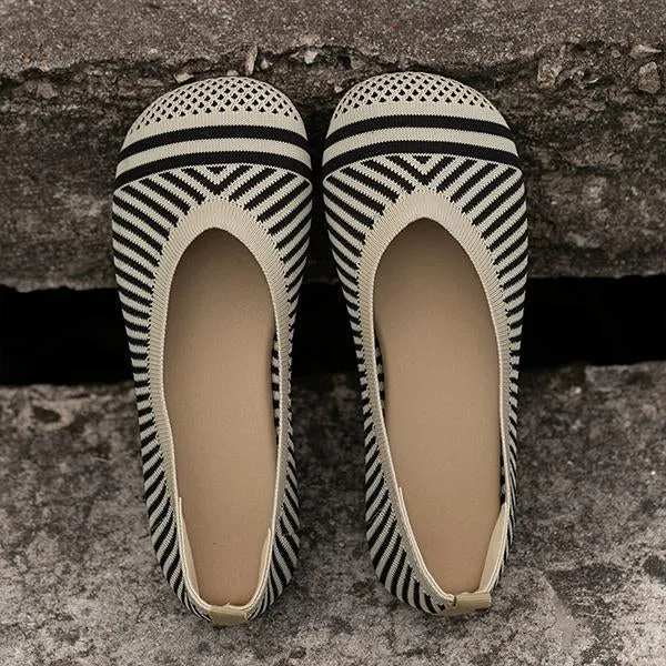 Women's Casual Striped Breathable Soft Flats 06861508S