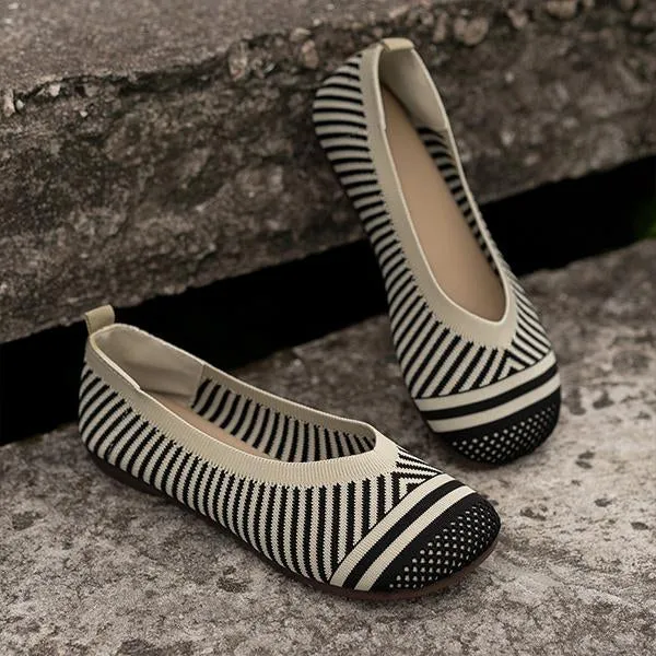 Women's Casual Striped Breathable Soft Flats 06861508S