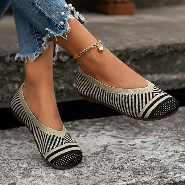 Women's Casual Striped Breathable Soft Flats 06861508S
