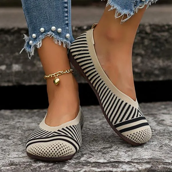 Women's Casual Striped Breathable Soft Flats 06861508S
