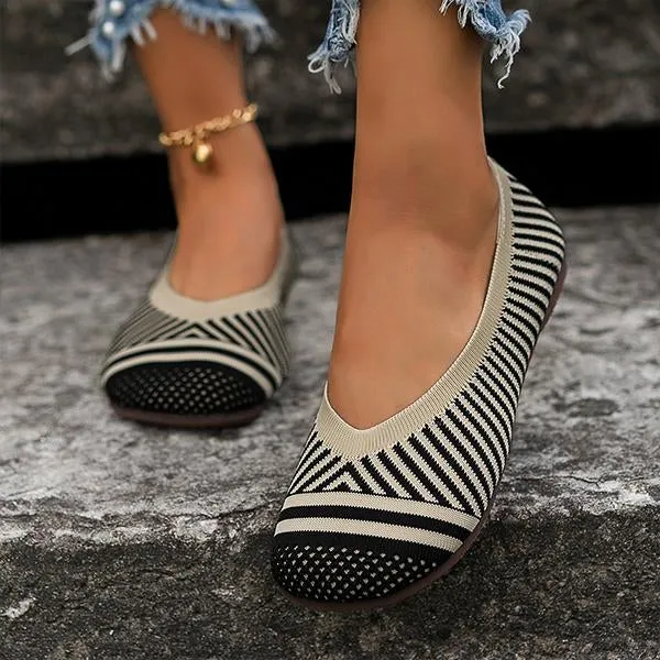 Women's Casual Striped Breathable Soft Flats 06861508S
