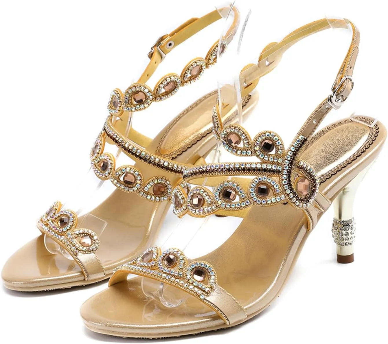 Women's Stylish Glitter Rhinestone Open Toe Party Office Dress Dating Wedding Shopping Stiletto Sandals