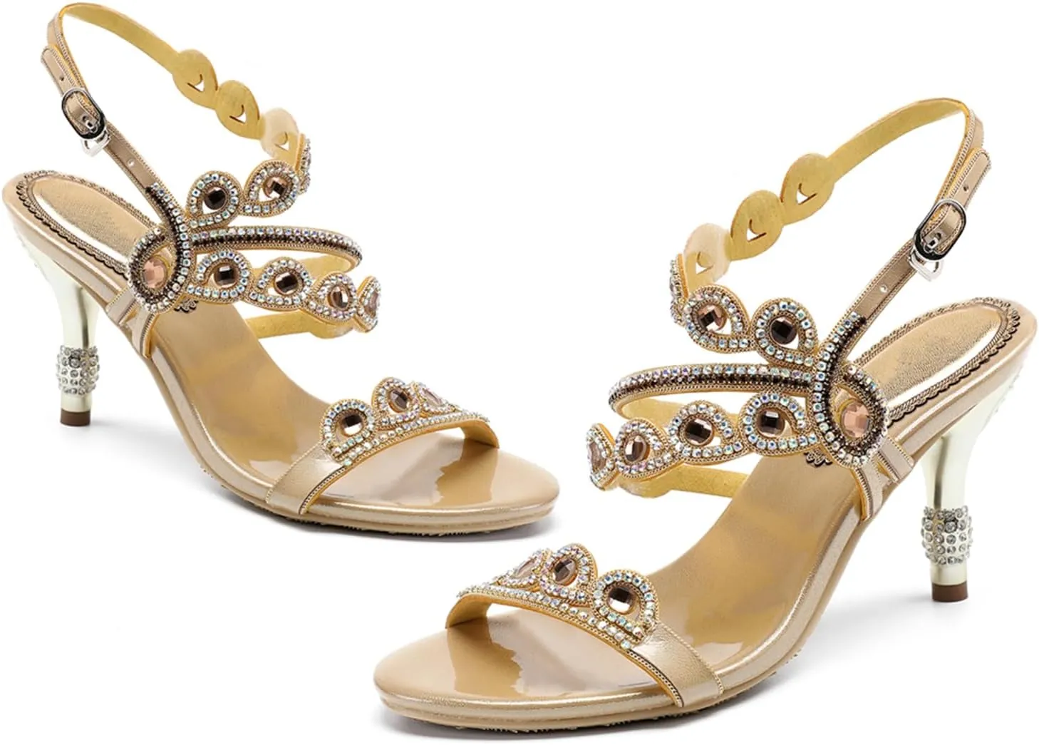 Women's Stylish Glitter Rhinestone Open Toe Party Office Dress Dating Wedding Shopping Stiletto Sandals