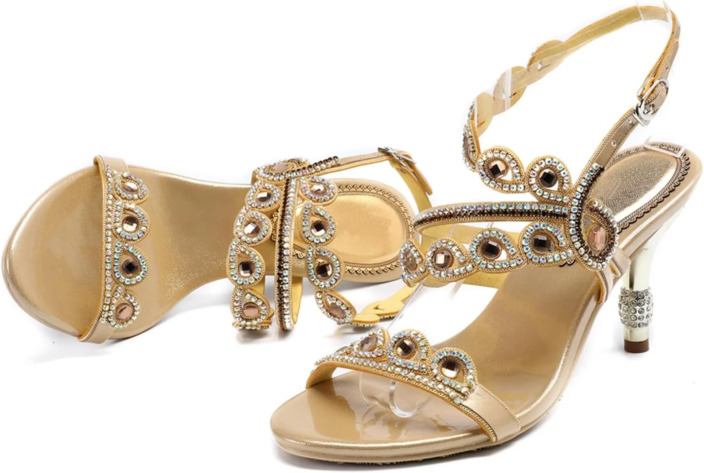 Women's Stylish Glitter Rhinestone Open Toe Party Office Dress Dating Wedding Shopping Stiletto Sandals