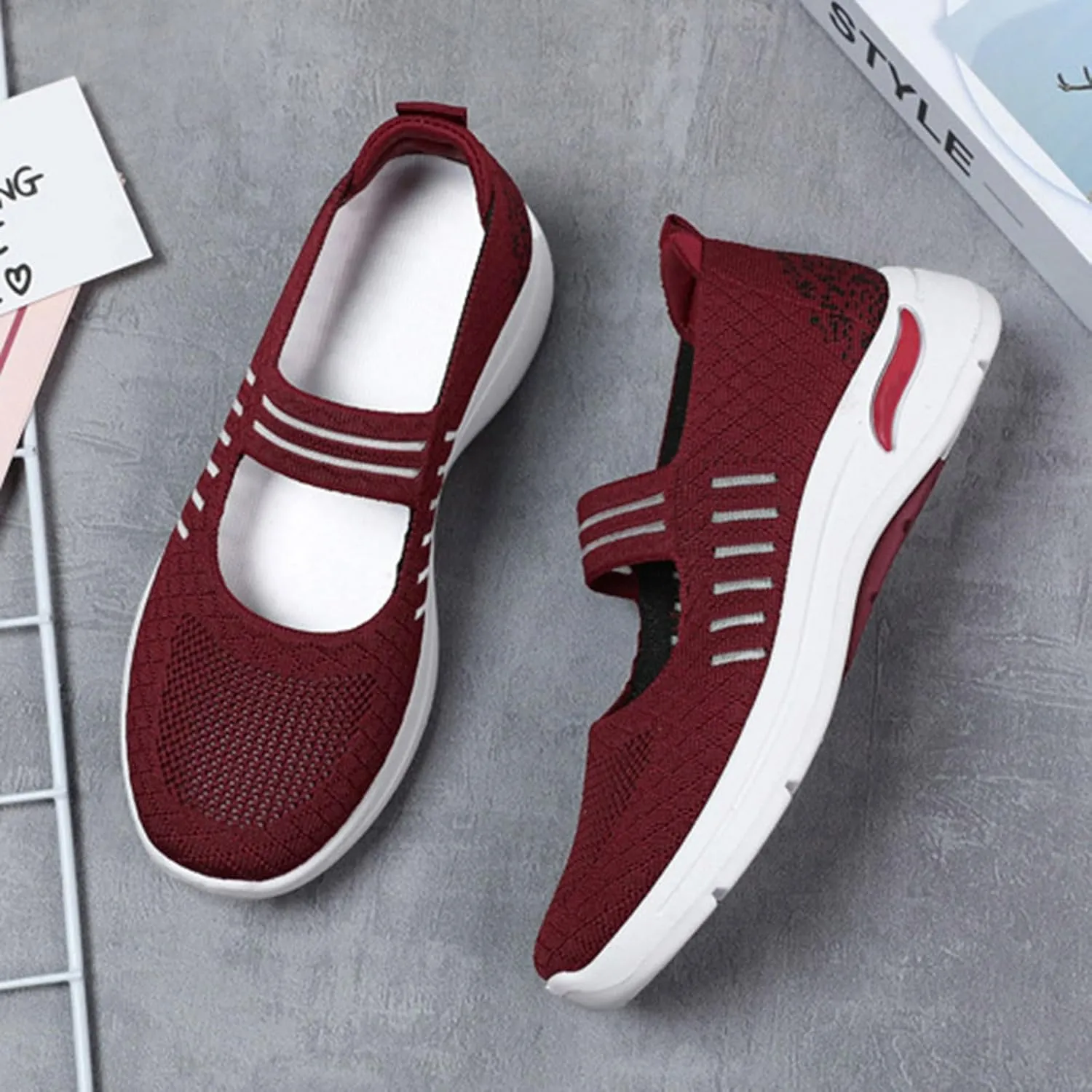 Women's Woven Orthopedic Breathable Soft Shoes Trendy Free Hand Flat Slip for Walking Soft Sole Sneakers with Arch Support