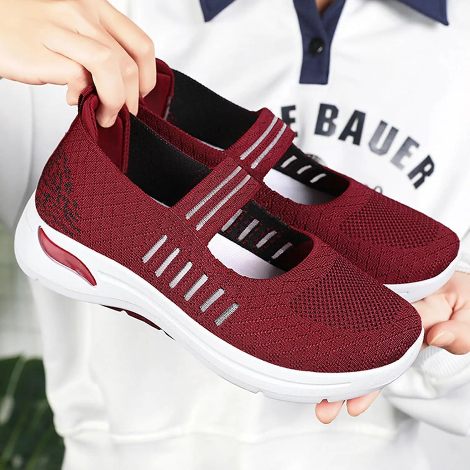 Women's Woven Orthopedic Breathable Soft Shoes Trendy Free Hand Flat Slip for Walking Soft Sole Sneakers with Arch Support