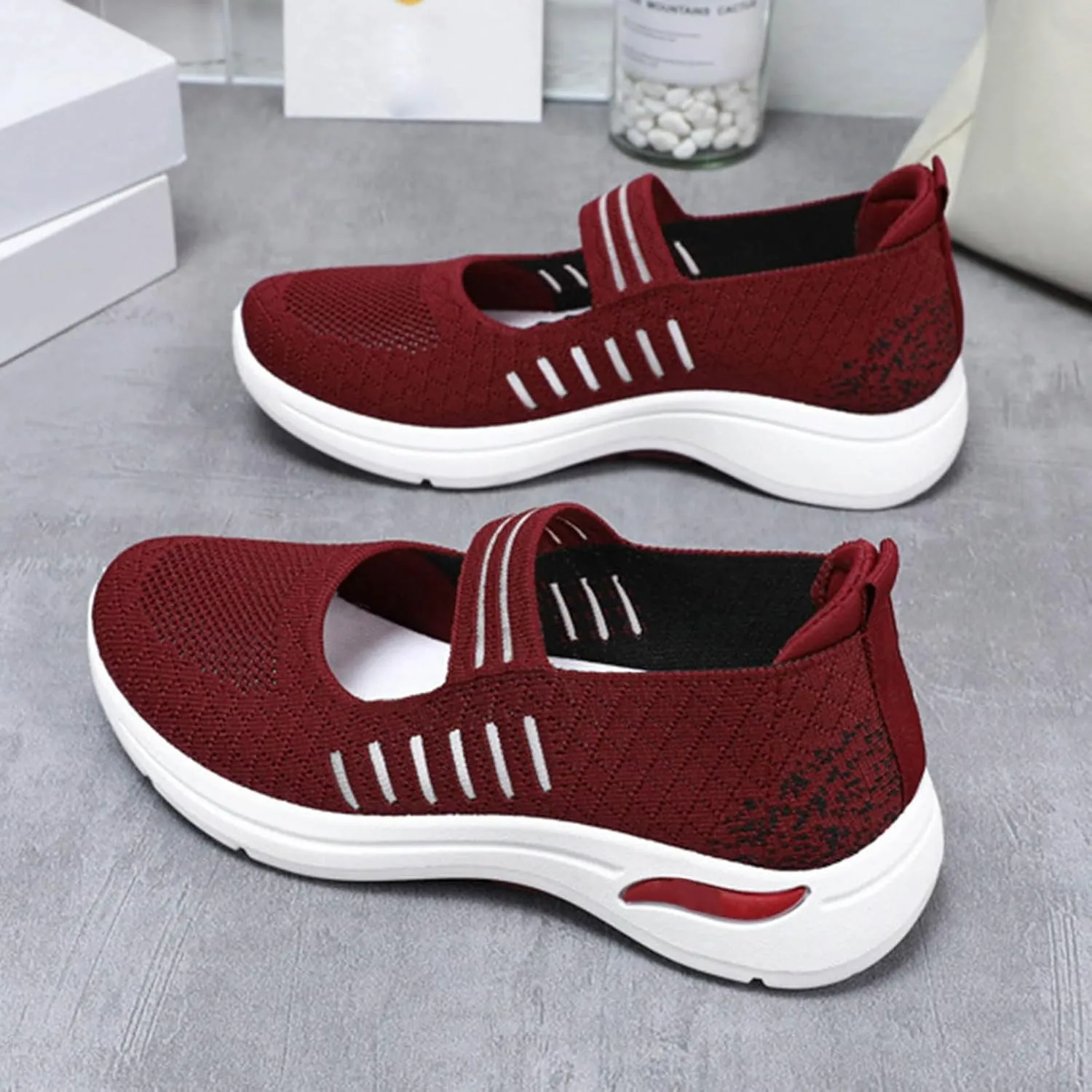 Women's Woven Orthopedic Breathable Soft Shoes Trendy Free Hand Flat Slip for Walking Soft Sole Sneakers with Arch Support