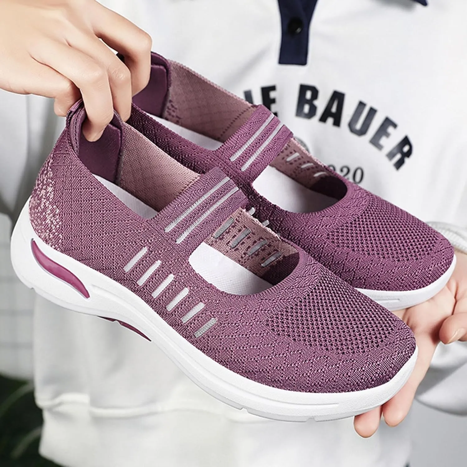 Women's Woven Orthopedic Breathable Soft Shoes Trendy Free Hand Flat Slip for Walking Soft Sole Sneakers with Arch Support