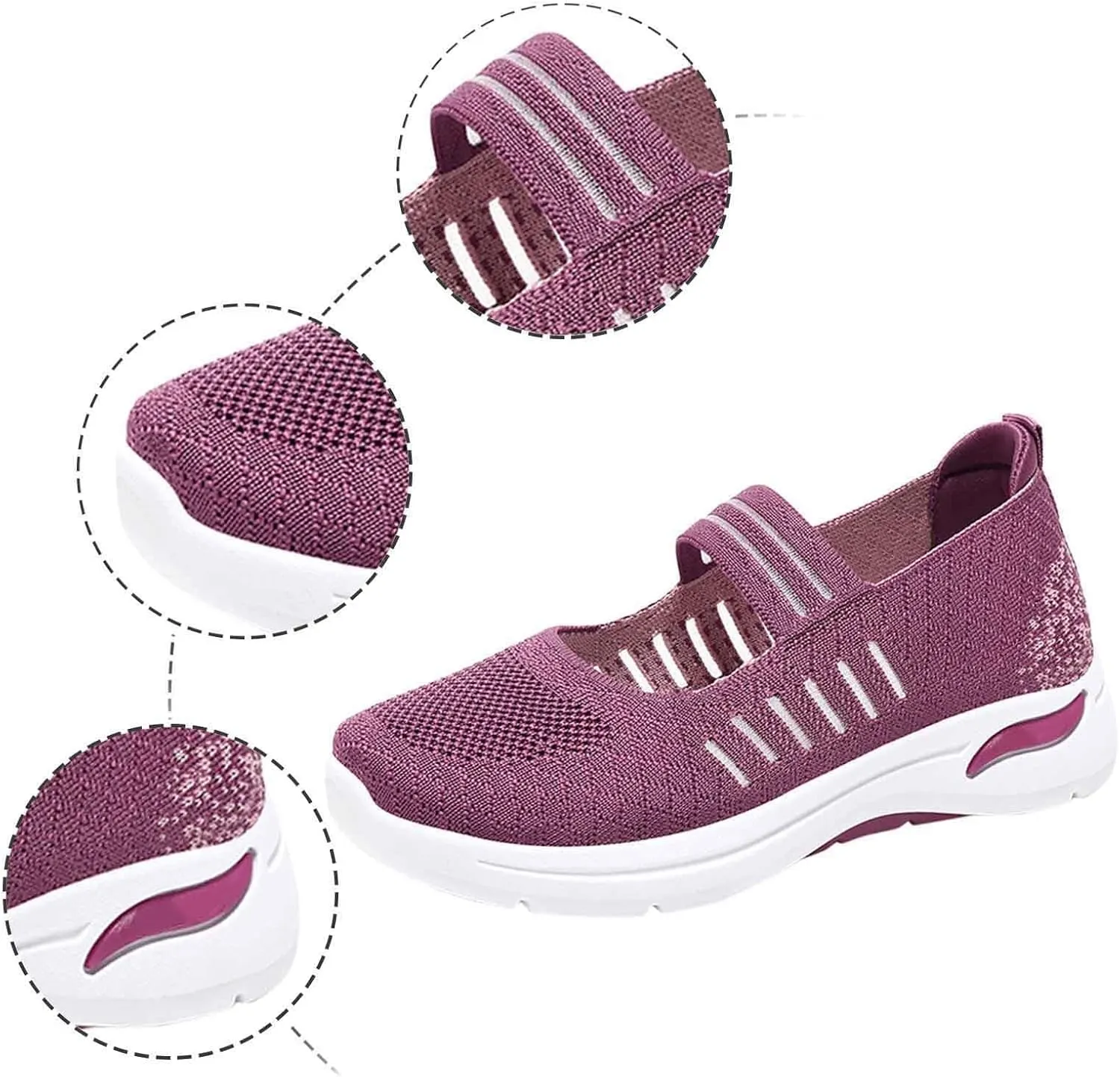 Women's Woven Orthopedic Breathable Soft Shoes Trendy Free Hand Flat Slip for Walking Soft Sole Sneakers with Arch Support