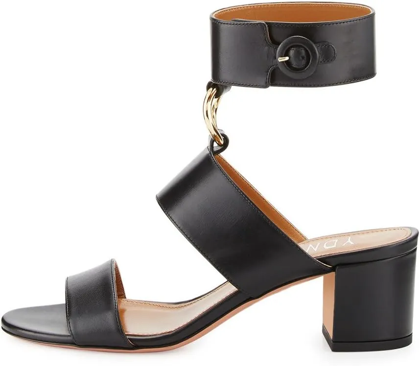 YDN Women Chic Block Heel Gladiators Strappy Ankle Strap Open Toe Sandals Dress Shoes