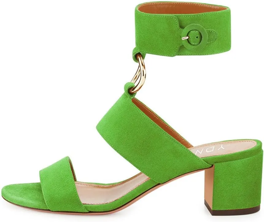 YDN Women Chic Block Heel Gladiators Strappy Ankle Strap Open Toe Sandals Dress Shoes